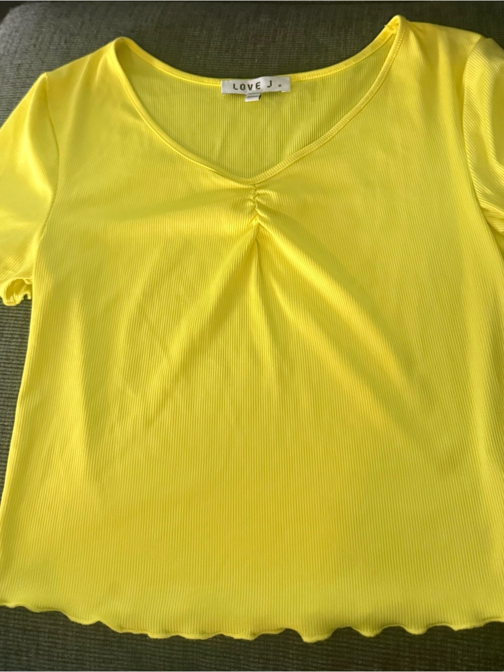 Love J Bright Yellow V-Neck Short Sleeve Top